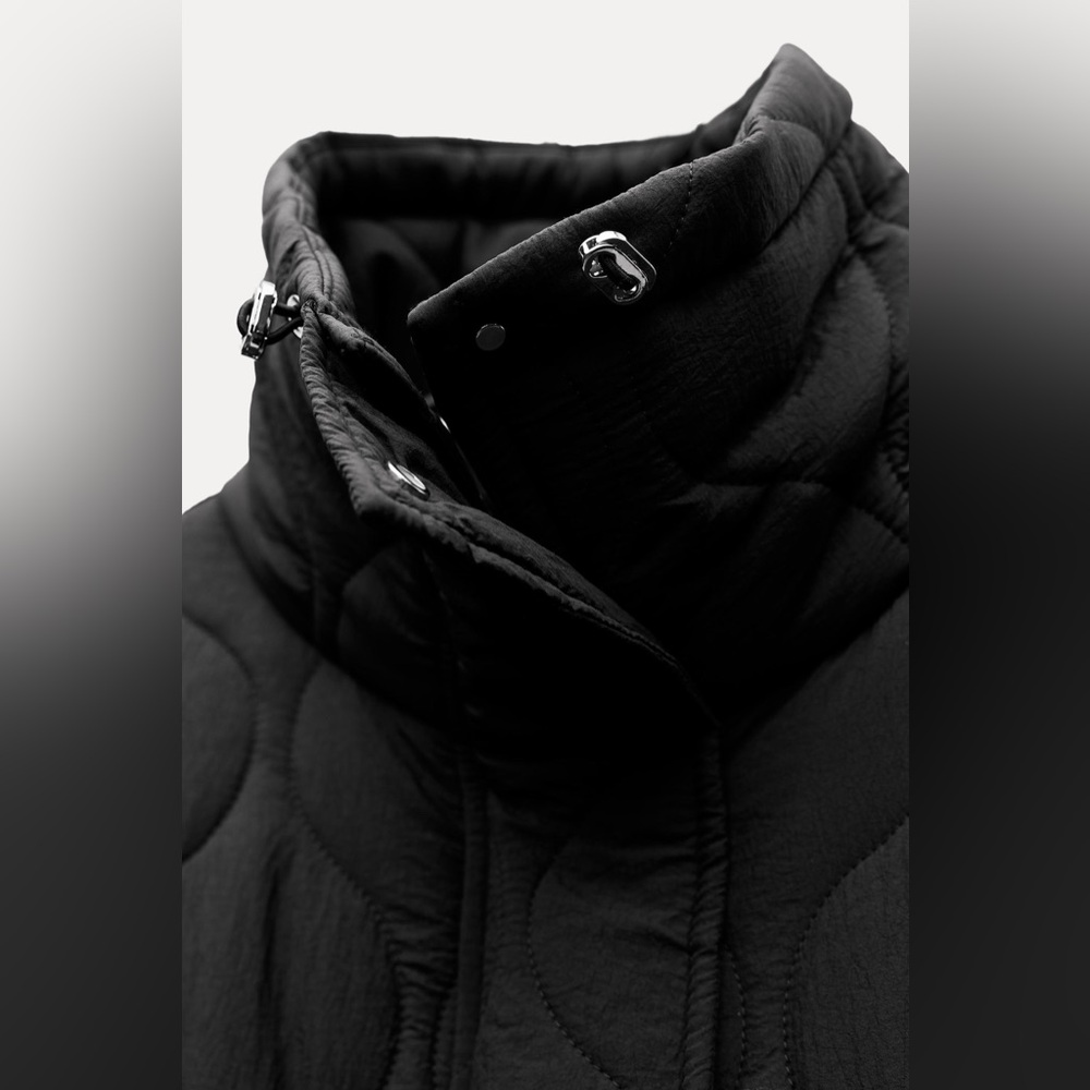 Zara Women's Black Quilted water repellent Jacket fall coat - Picture 8 of 8